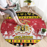 Belgium Christmas Round Carpet Coat Of Arms Vrolijk Kerstfeest
