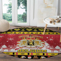 Belgium Christmas Round Carpet Coat Of Arms Vrolijk Kerstfeest