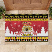 Belgium Christmas Rubber Doormat Coat Of Arms Vrolijk Kerstfeest - Wonder Print Shop
