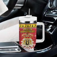Belgium Christmas Tumbler With Handle Coat Of Arms Vrolijk Kerstfeest - Wonder Print Shop