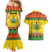 Ghana Christmas Couples Matching Mermaid Dress and Hawaiian Shirt Coat Of Arms Afishapa - Wonder Print Shop