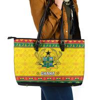 Ghana Christmas Leather Tote Bag Coat Of Arms Afishapa - Wonder Print Shop