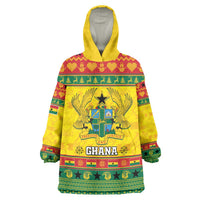 Ghana Christmas Wearable Blanket Hoodie Coat Of Arms Afishapa - Wonder Print Shop