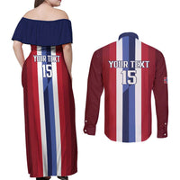 Custom Norway Football 2026 Couples Matching Off Shoulder Maxi Dress and Long Sleeve Button Shirt Road To Champions - Wonder Print Shop