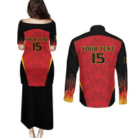 Custom Belgium Football 2026 Couples Matching Puletasi and Long Sleeve Button Shirt Red Devils Pride - Wonder Print Shop
