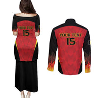 Custom Belgium Football 2026 Couples Matching Puletasi and Long Sleeve Button Shirt Red Devils Pride - Wonder Print Shop