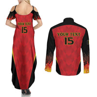 Custom Belgium Football 2026 Couples Matching Summer Maxi Dress and Long Sleeve Button Shirt Red Devils Pride - Wonder Print Shop