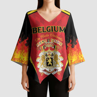 Custom Belgium Football 2026 Kimono Sleeve Blouse Red Devils Pride - Wonder Print Shop