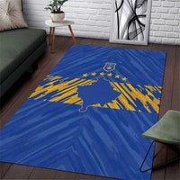 Kosovo Football 2026 Area Rug Rising Nation Blue Gold - Wonder Print Shop