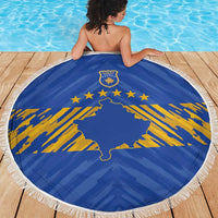Kosovo Football 2026 Beach Blanket Rising Nation Blue Gold - Wonder Print Shop
