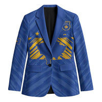 Custom Kosovo Football 2026 Blazer Rising Nation Blue Gold - Wonder Print Shop