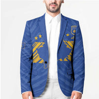 Custom Kosovo Football 2026 Blazer Rising Nation Blue Gold - Wonder Print Shop
