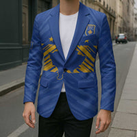 Custom Kosovo Football 2026 Blazer Rising Nation Blue Gold - Wonder Print Shop