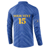 Custom Kosovo Football 2026 Button Sweatshirt Rising Nation Blue Gold - Wonder Print Shop