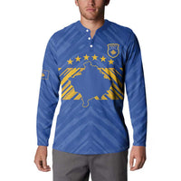 Custom Kosovo Football 2026 Button Sweatshirt Rising Nation Blue Gold - Wonder Print Shop