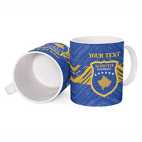 Custom Kosovo Football 2026 Ceramic Mug Rising Nation Blue Gold - Wonder Print Shop