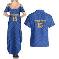Custom Kosovo Football 2026 Couples Matching Summer Maxi Dress and Hawaiian Shirt Rising Nation Blue Gold - Wonder Print Shop