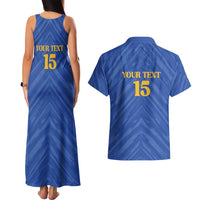 Custom Kosovo Football 2026 Couples Matching Tank Maxi Dress and Hawaiian Shirt Rising Nation Blue Gold - Wonder Print Shop