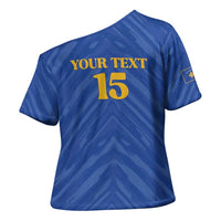 Custom Kosovo Football 2026 Cross Shoulder Shirt Rising Nation Blue Gold - Wonder Print Shop