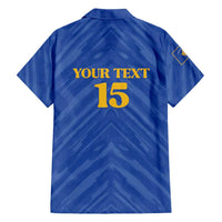 Custom Kosovo Football 2026 Family Matching Long Sleeve Bodycon Dress and Hawaiian Shirt Rising Nation Blue Gold - Wonder Print Shop