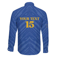 Custom Kosovo Football 2026 Family Matching Long Sleeve Bodycon Dress and Hawaiian Shirt Rising Nation Blue Gold - Wonder Print Shop