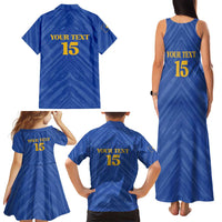 Custom Kosovo Football 2026 Family Matching Tank Maxi Dress and Hawaiian Shirt Rising Nation Blue Gold - Wonder Print Shop