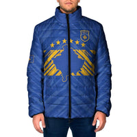 Custom Kosovo Football 2026 Padded Jacket Rising Nation Blue Gold - Wonder Print Shop