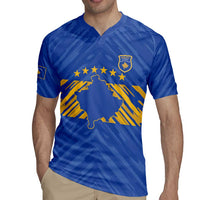 Custom Kosovo Football 2026 Rugby Jersey Rising Nation Blue Gold - Wonder Print Shop