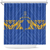 Kosovo Football 2026 Shower Curtain Rising Nation Blue Gold - Wonder Print Shop