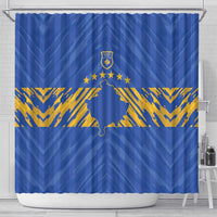 Kosovo Football 2026 Shower Curtain Rising Nation Blue Gold - Wonder Print Shop