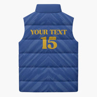 Custom Kosovo Football 2026 Sleeveless Puffer Jacket Rising Nation Blue Gold - Wonder Print Shop
