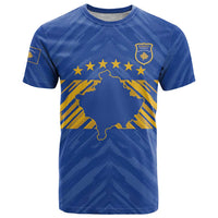Custom Kosovo Football 2026 T Shirt Rising Nation Blue Gold - Wonder Print Shop