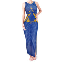 Custom Kosovo Football 2026 Tank Maxi Dress Rising Nation Blue Gold - Wonder Print Shop