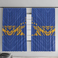 Kosovo Football 2026 Window Curtain Rising Nation Blue Gold - Wonder Print Shop