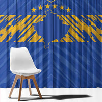 Kosovo Football 2026 Window Curtain Rising Nation Blue Gold - Wonder Print Shop