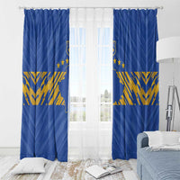 Kosovo Football 2026 Window Curtain Rising Nation Blue Gold - Wonder Print Shop