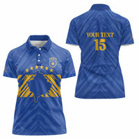 Custom Kosovo Football 2026 Women Polo Shirt Rising Nation Blue Gold - Wonder Print Shop
