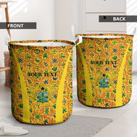 Custom Ghana Football Laundry Basket Yellow Adinkra Pattern - Wonder Print Shop