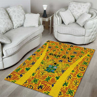 Custom Ghana Football Area Rug Yellow Adinkra Pattern - Wonder Print Shop