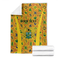Custom Ghana Football Blanket Yellow Adinkra Pattern - Wonder Print Shop