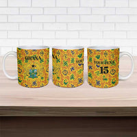 Custom Ghana Football Ceramic Mug Yellow Adinkra Pattern - Wonder Print Shop