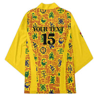 Custom Ghana Football Kimono Yellow Adinkra Pattern - Wonder Print Shop