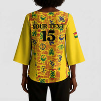 Custom Ghana Football Kimono Sleeve Blouse Yellow Adinkra Pattern - Wonder Print Shop