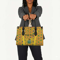 Custom Ghana Football Leather Bag Yellow Adinkra Pattern - Wonder Print Shop