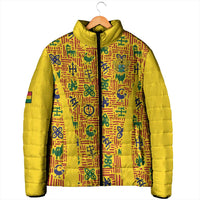 Custom Ghana Football Padded Jacket Yellow Adinkra Pattern - Wonder Print Shop