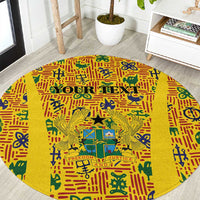 Custom Ghana Football Round Carpet Yellow Adinkra Pattern - Wonder Print Shop