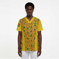 Custom Ghana Football Scrub Top Yellow Adinkra Pattern - Wonder Print Shop