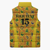 Custom Ghana Football Sleeveless Puffer Jacket Yellow Adinkra Pattern - Wonder Print Shop