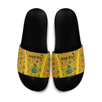 Custom Ghana Football Slide Sandals Yellow Adinkra Pattern - Wonder Print Shop