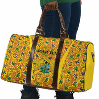 Custom Ghana Football Travel Bag Yellow Adinkra Pattern - Wonder Print Shop